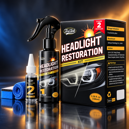 Kit HEADLIGHT RESTORATION con restaurador, protector, esponja y toalla